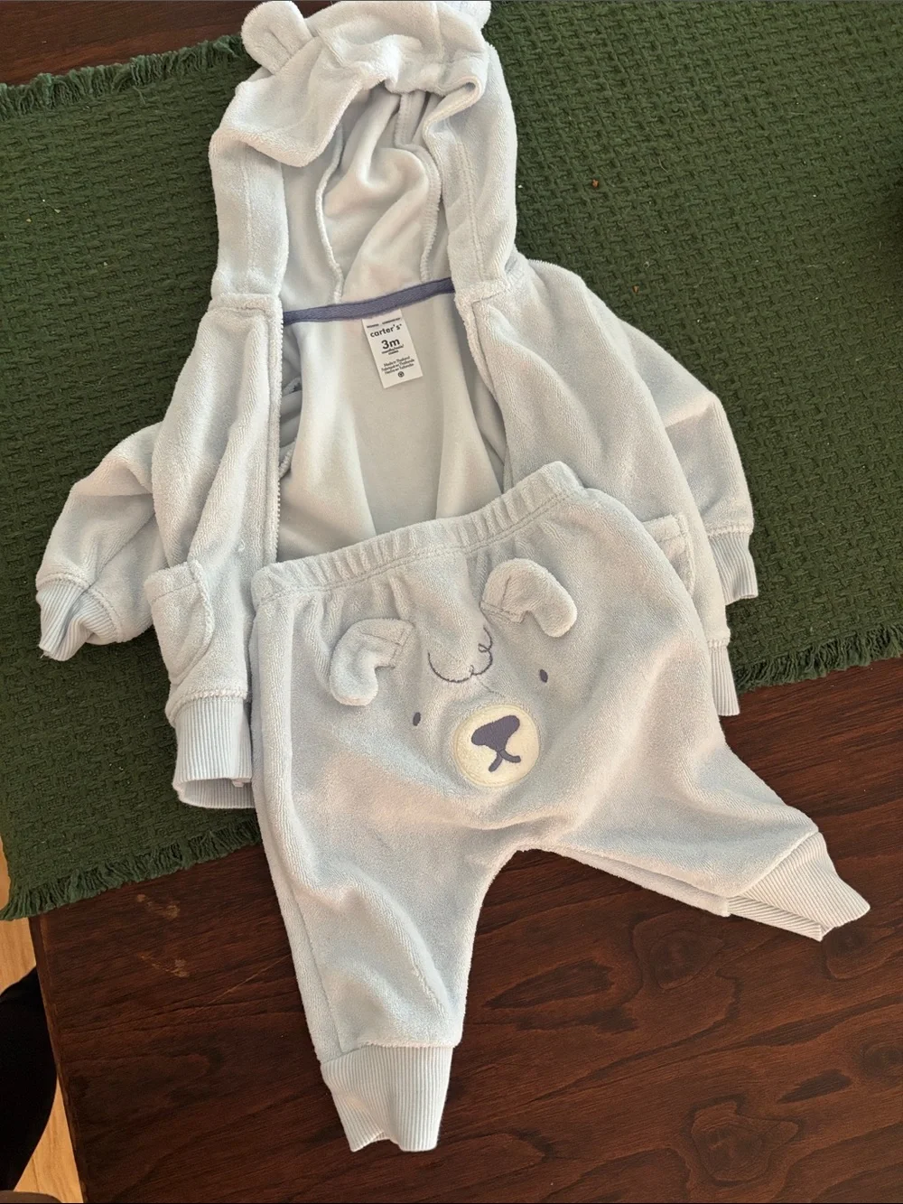 Cozy Light Blue Baby Bear Hoodie & Pants Set